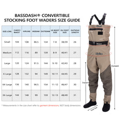 Khaki Convertible Breathable Wader - Stocking Foot