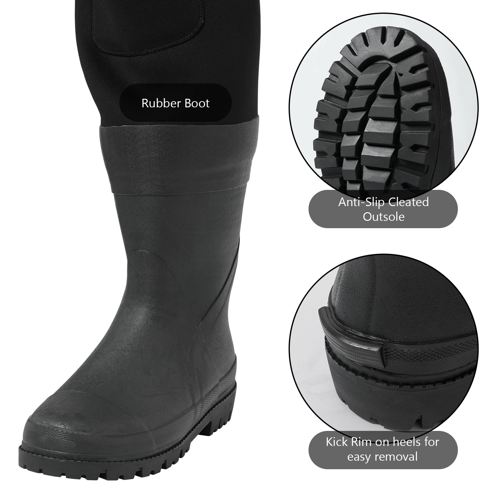 Men’s Neoprene Waders with Rubber Boots - Bassdash