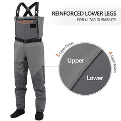 Men’s Flex Nylon Breathable Chest Wader Stocking Foot