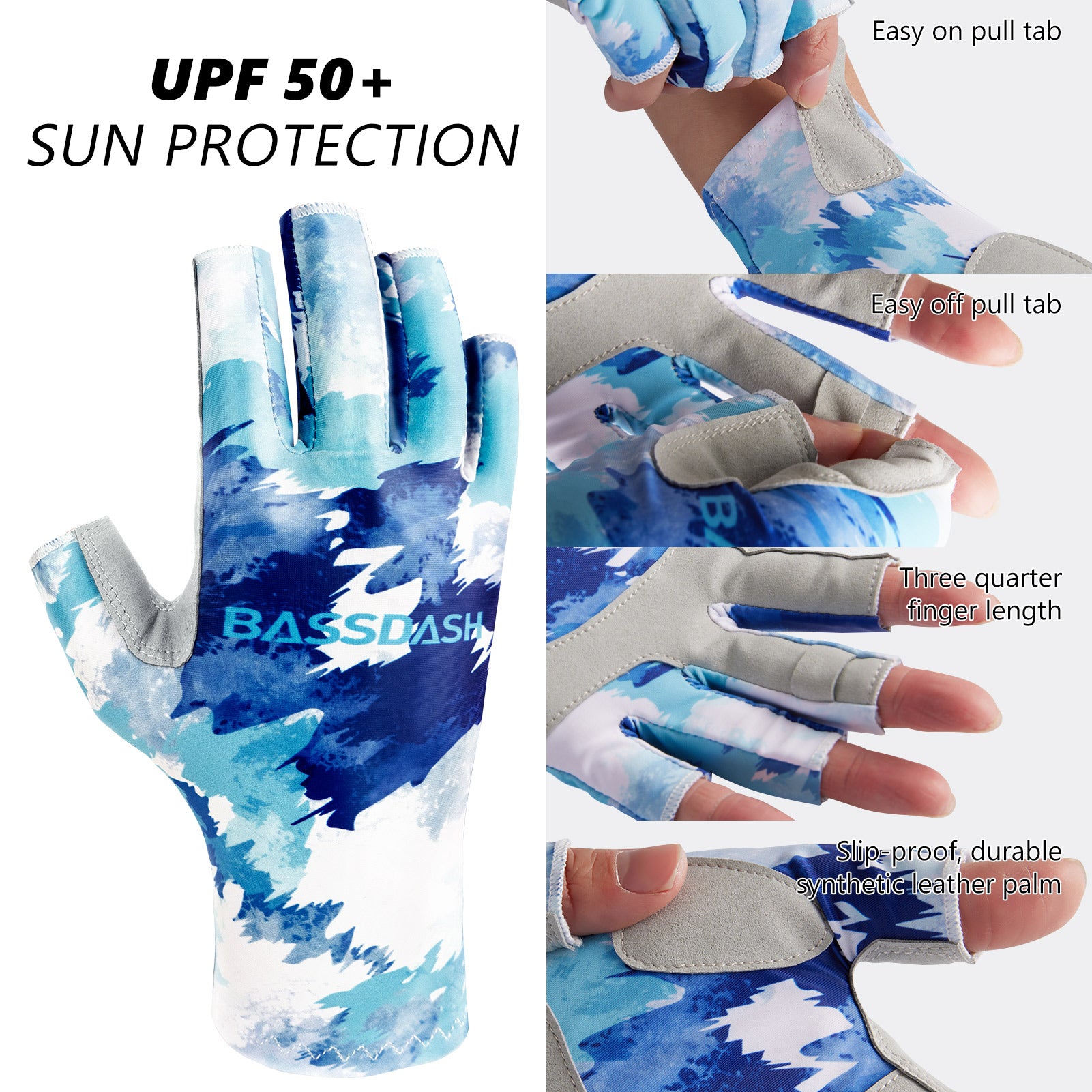 Daiwa UPF Sun Gloves WHITE HEX CAMO