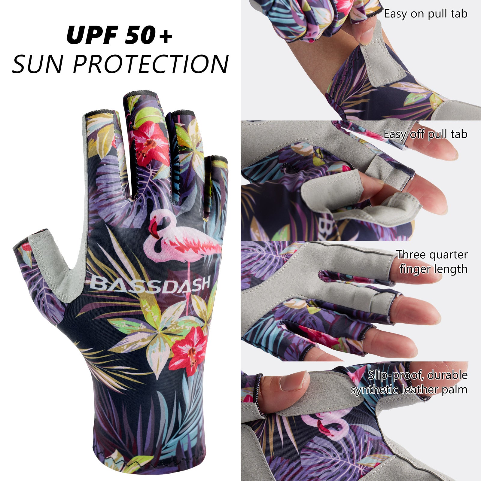 1Pair Sun Gloves fishing UPF 50+ Fishing Gloves Fingerless UV