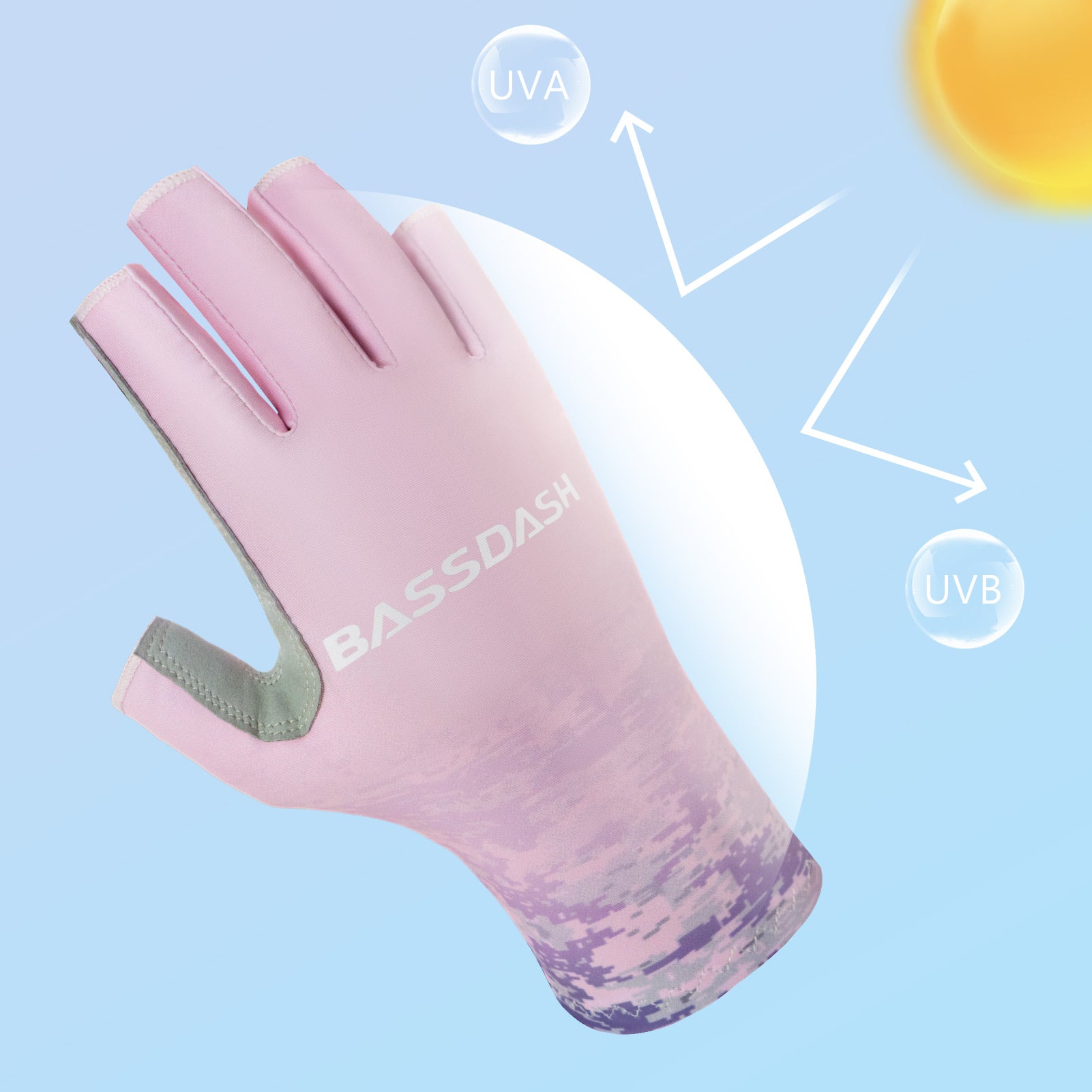 Bassdash ALTIMATE Sun Protection Fingerless Fishing Gloves UPF 50+