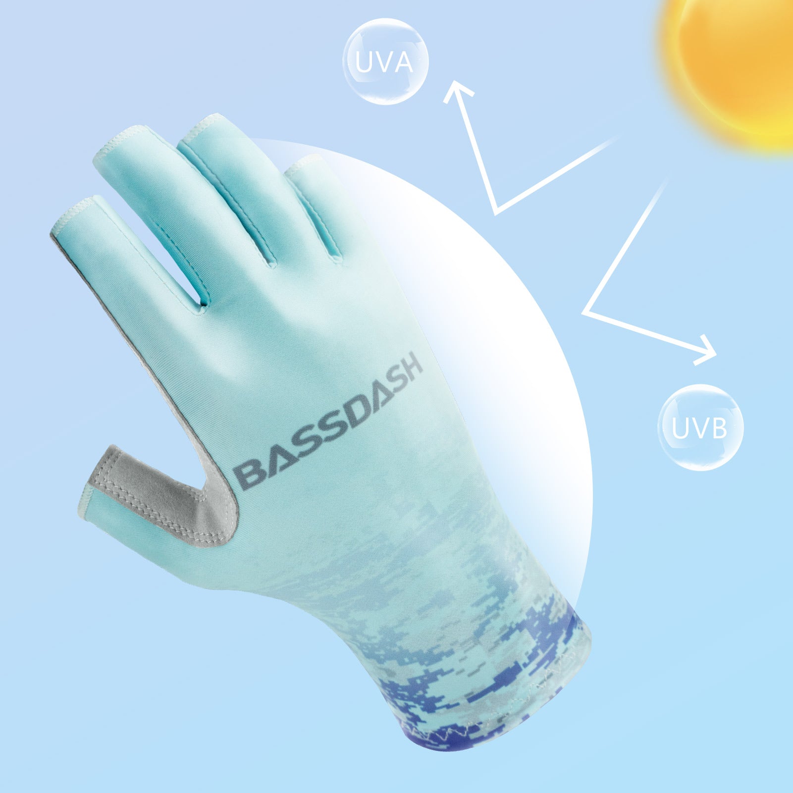 BASSDASH UPF 50+ Kids' Gloves with Padded  