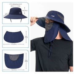 Unisex UPF 50+ Sun Hat with Face Cover & Neck Flap FH09 - Bassdash