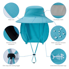 Unisex UPF 50+ Sun Hat with Face Cover & Neck Flap FH09 - Bassdash