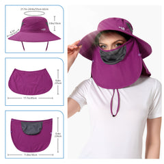 Unisex UPF 50+ Sun Hat with Face Cover & Neck Flap FH09 - Bassdash