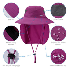 Unisex UPF 50+ Sun Hat with Face Cover & Neck Flap FH09 - Bassdash