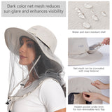 UPF 50+ Mosquito Sun Hat with Neck Flap