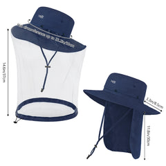 UPF 50+ Mosquito Sun Hat with Neck Flap