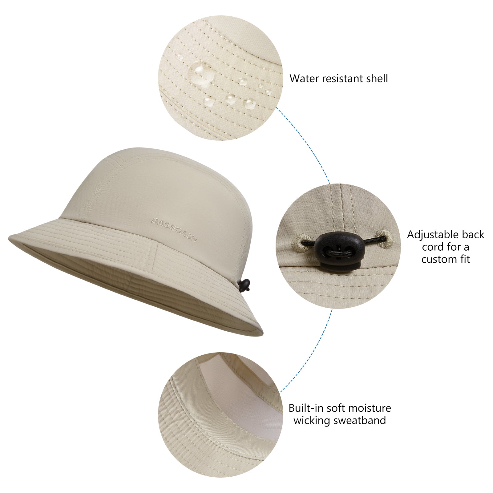 BASSDASH UPF50+ Fishing Bucket Hat for Men Women Lightweight Water Resistant  Packable Outdoor Summer Sun Hats