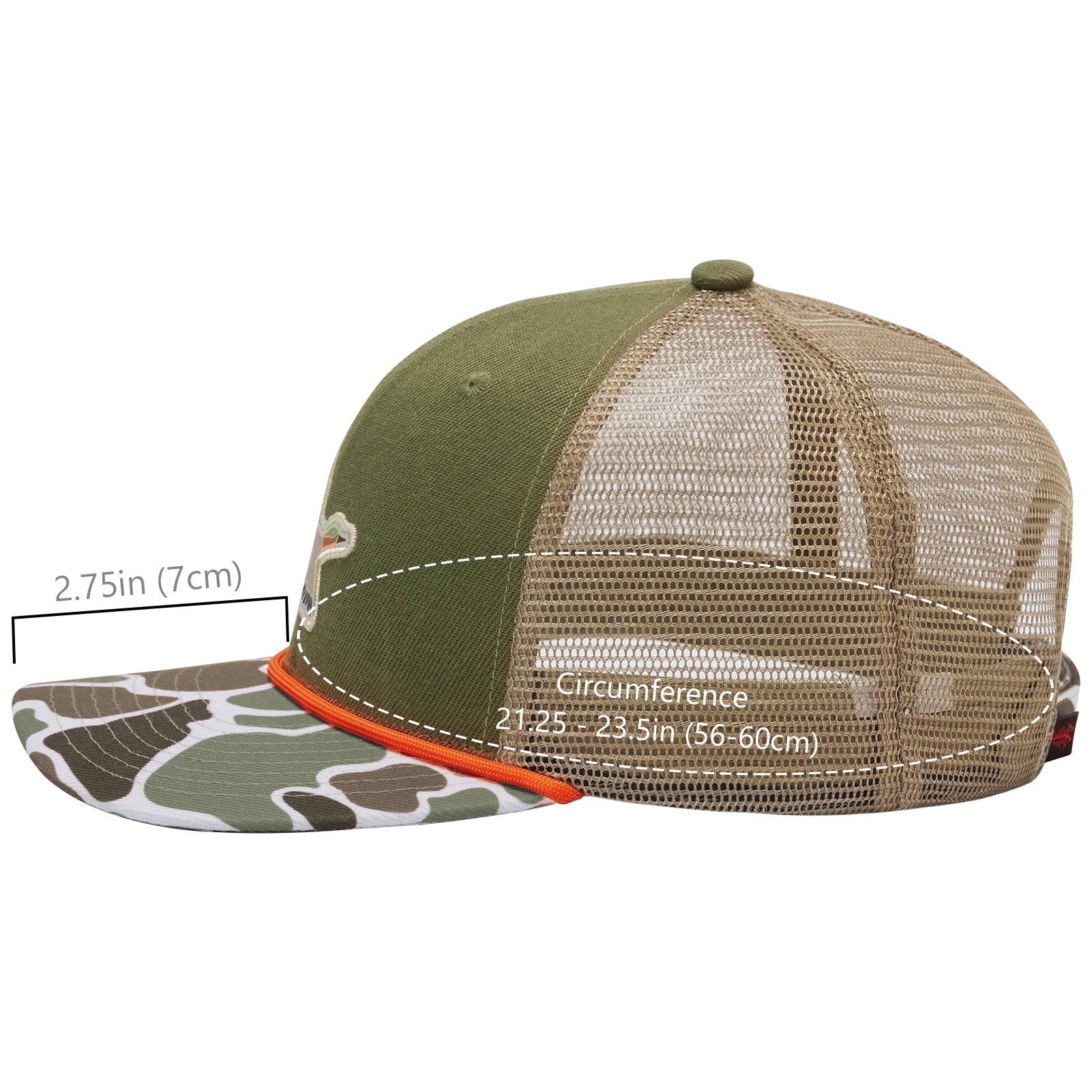 unisex Embroidered Rope Trucker Hat Army Green/Mallard