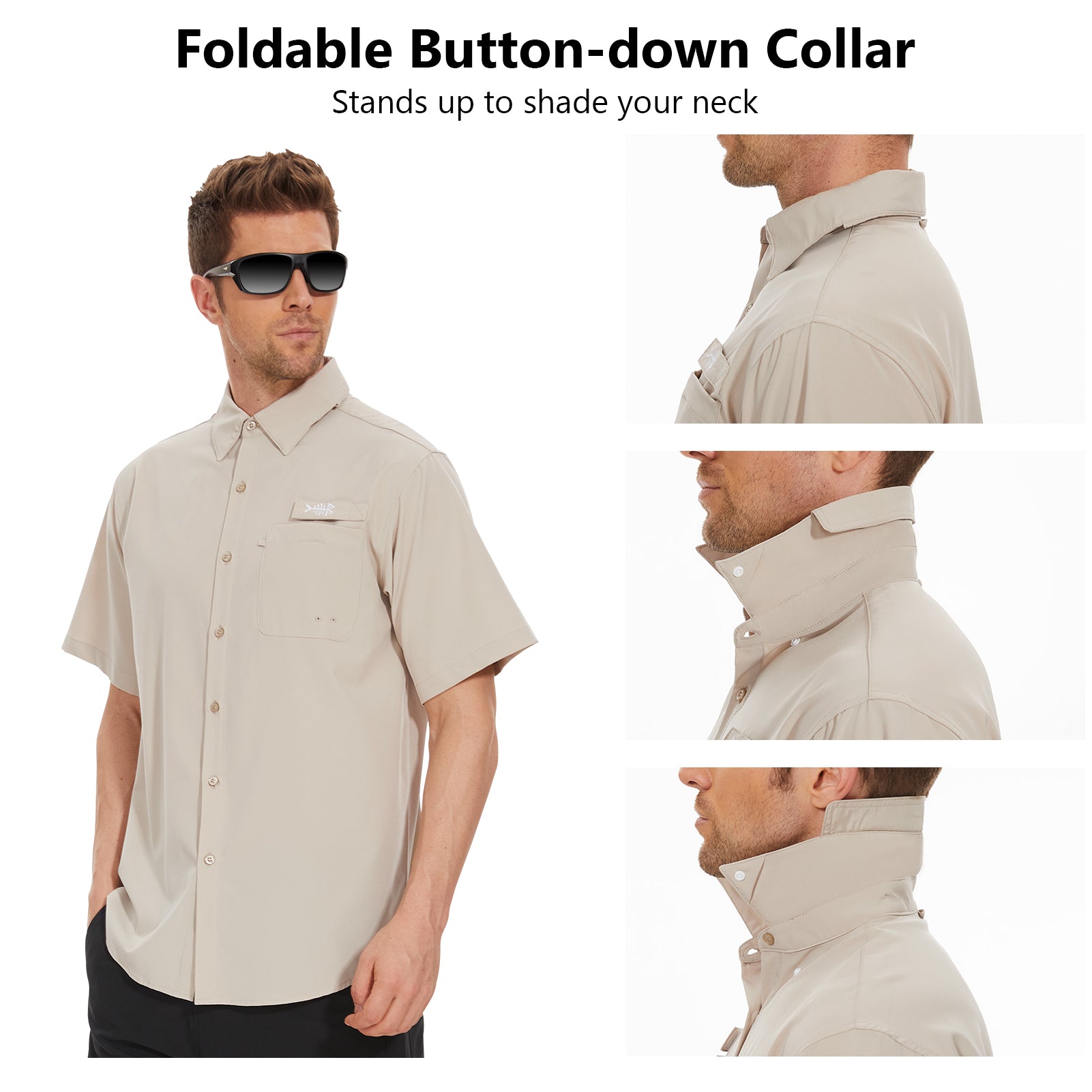 Mens Sun Protective Button Down Shirt | Bassdash Fishing Khaki / 3X-Large
