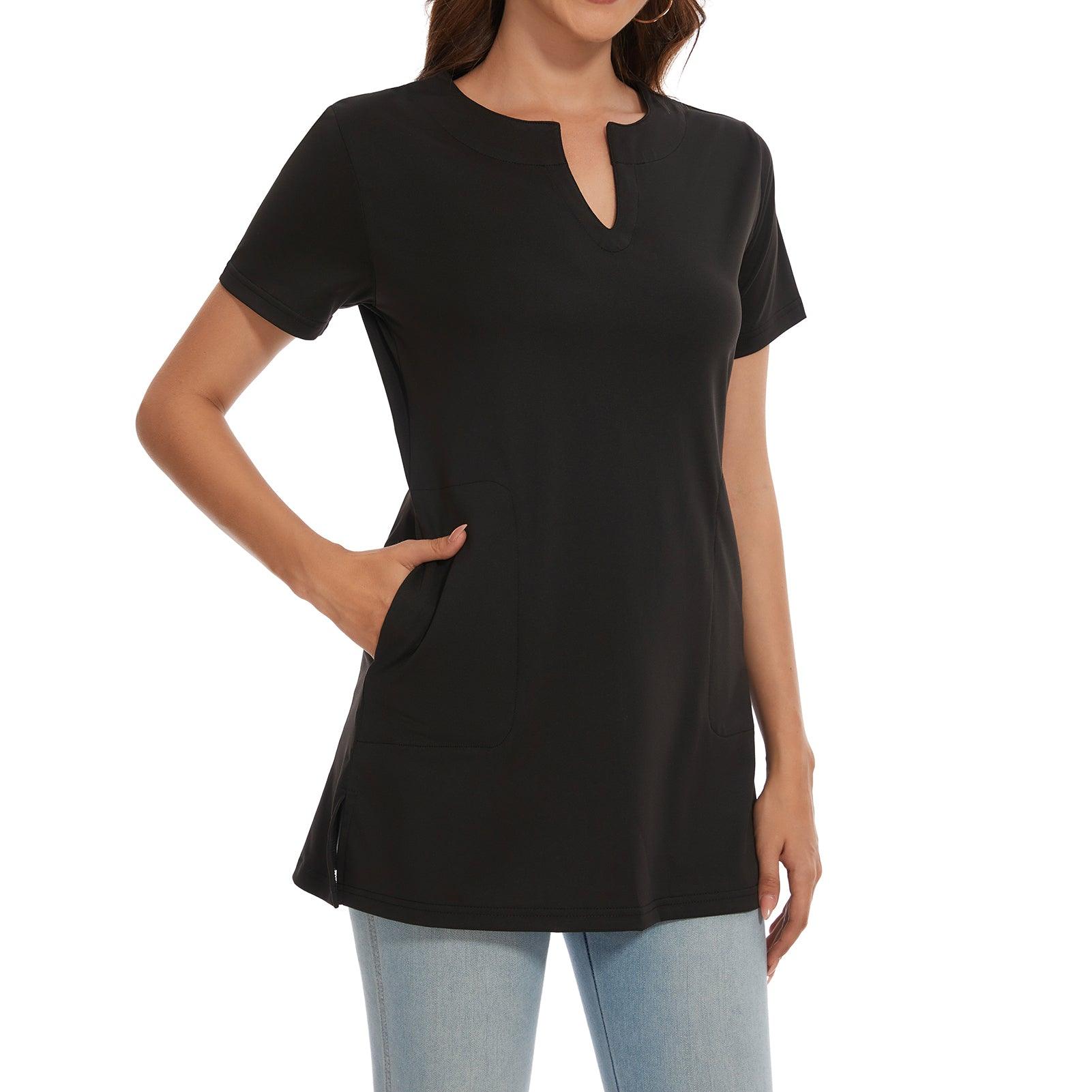 Women's UPF 50+ Short Sleeve Notch Neck Tunic Tops LB14W - Bassdash