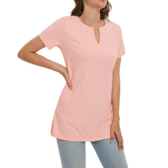 Women's UPF 50+ Short Sleeve Notch Neck Tunic Tops LB14W - Bassdash