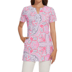 Women's UPF 50+ Short Sleeve Notch Neck Tunic Tops LB14W - Bassdash