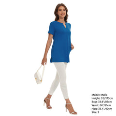 Women's UPF 50+ Short Sleeve Notch Neck Tunic Tops LB14W - Bassdash