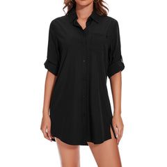 Women's UPF 50+ Long Sleeve Button Down Shirt Dress LB16W - Bassdash