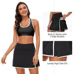 Women's Side Slit Tennis Skirts with Shorts LB17W - Bassdash