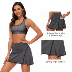 Women's Side Slit Tennis Skirts with Shorts LB17W - Bassdash