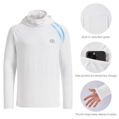 UVSAI Men Permanent UV Sun Hoodie Shirt with Mask