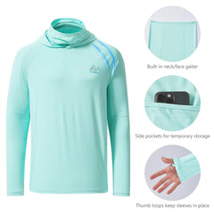 UVSAI Men Permanent UV Sun Hoodie Shirt with Mask