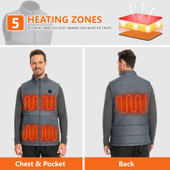 UVSAI Men Heated Vest Water-resistant USB Rechargeable Washable Electric Winter Heating Vests