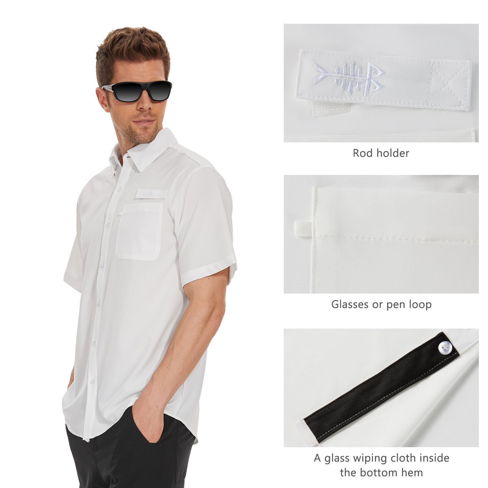 adviicd Short Sleeve Button Up Shirts For Men Lightweight Moisture Wicking  Long Sleeve Fishing Shirt with UPF 52 White XL 