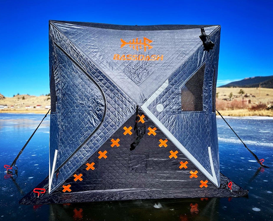 Ice Fishing Shelter，4/6/8/10 Person Insulated Ice Fishing Tent，Pop up  Portable Ice Shanty Thermal Hub with Removable Floor Carrying Bag,Ice