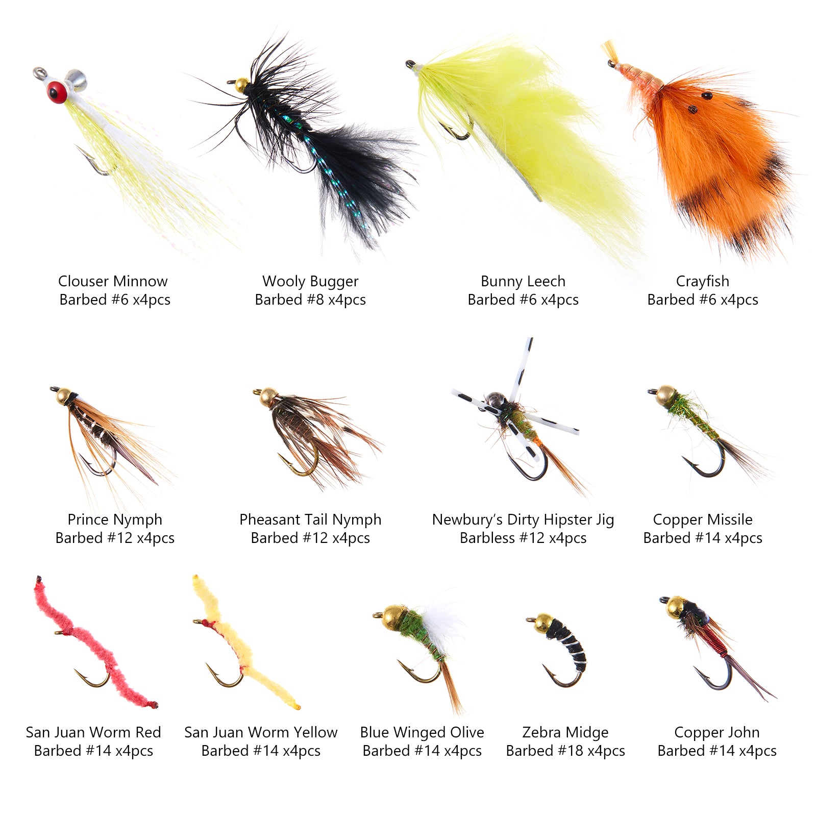 Box Toppers Selection - Wets, Buzzers, Lures, Nymphs Fly Pack fish fishing  flies