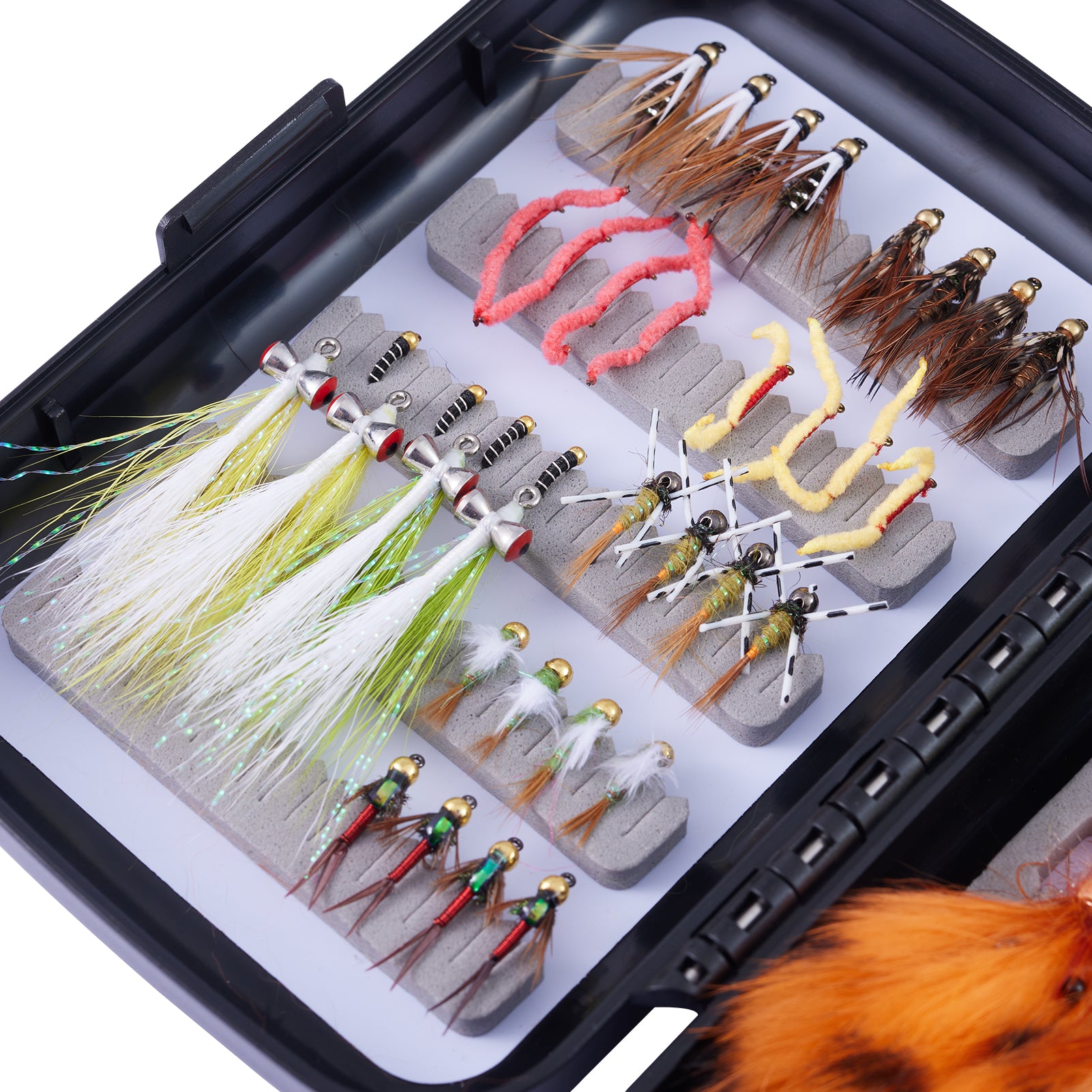 Outdoor Planet Premium Fly Fishing Flies Assortment | Waterproof Fly Box | Dry, Wet, Nymphs, Streamers, Wooly Buggers, Hopper, Caddis | Trout