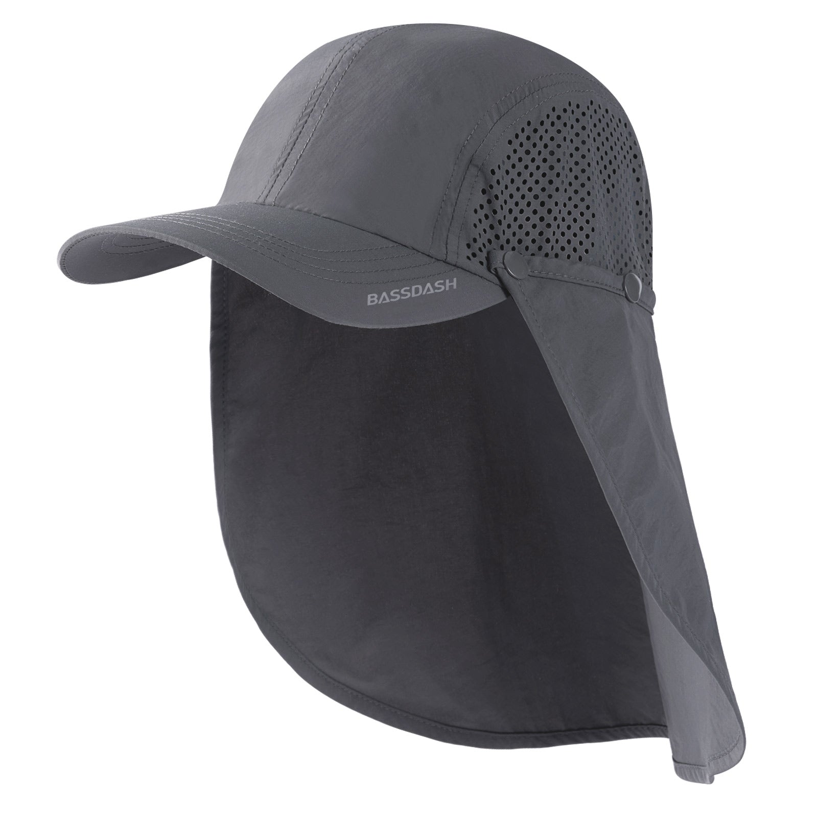 Bassdash Foldable UPF 50+ Fishing Hats with Removable Neck Flap FH12, Dark Blue with Foldable Brim / One Size
