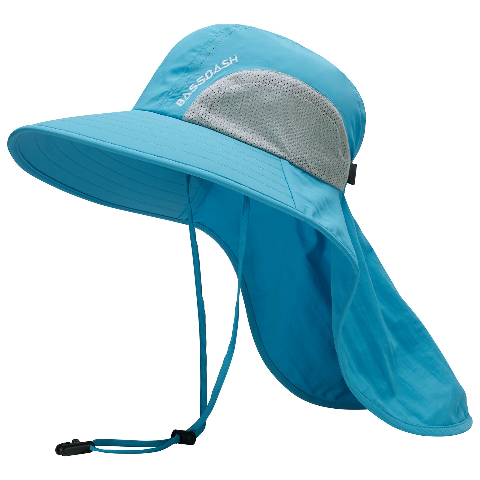 Bassdash Foldable UPF 50+ Fishing Hats with Removable Neck Flap FH12, Dark Blue with Foldable Brim / One Size