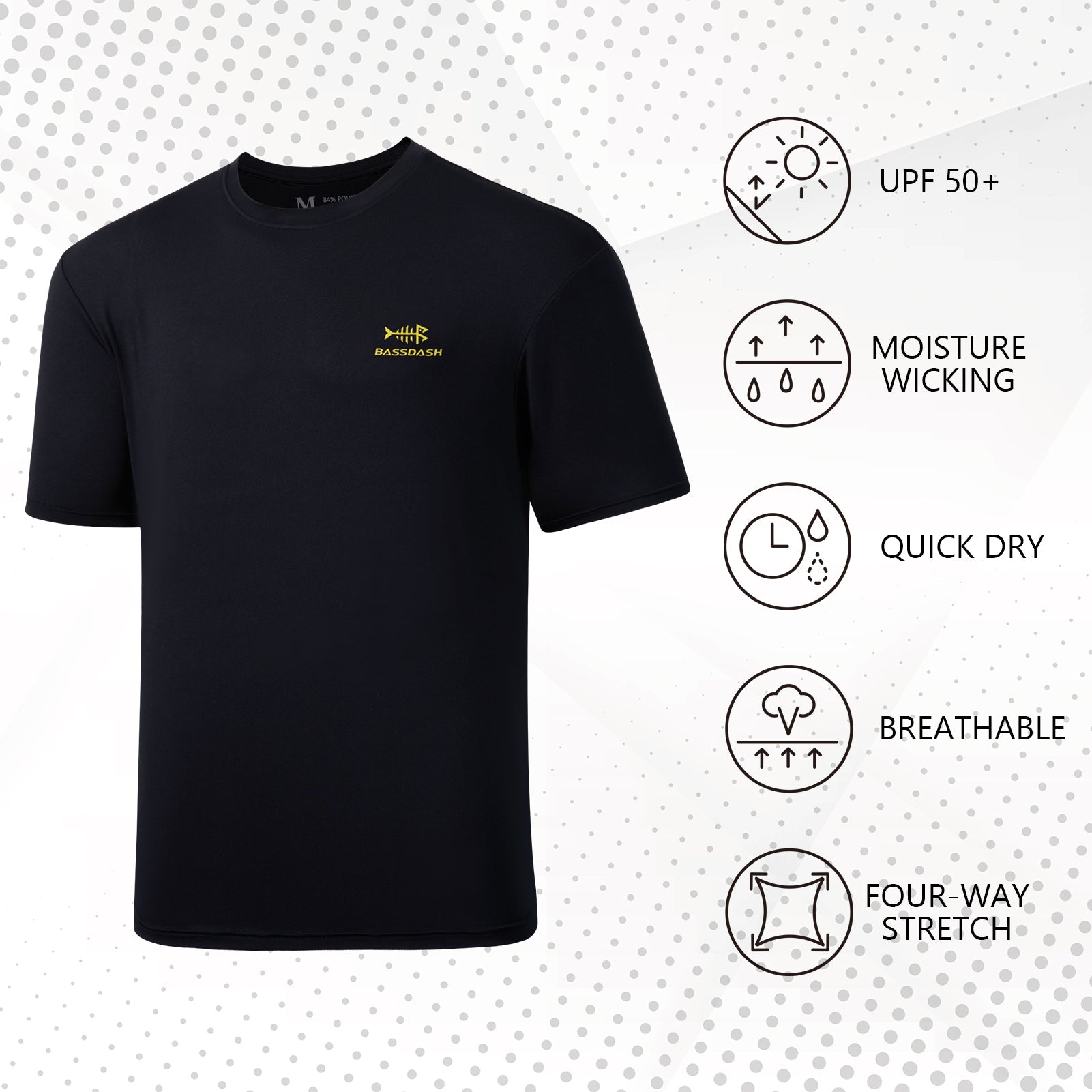 Men's UPF 50+ Short Sleeve T-Shirts FS27M, Dark Blue / Medium