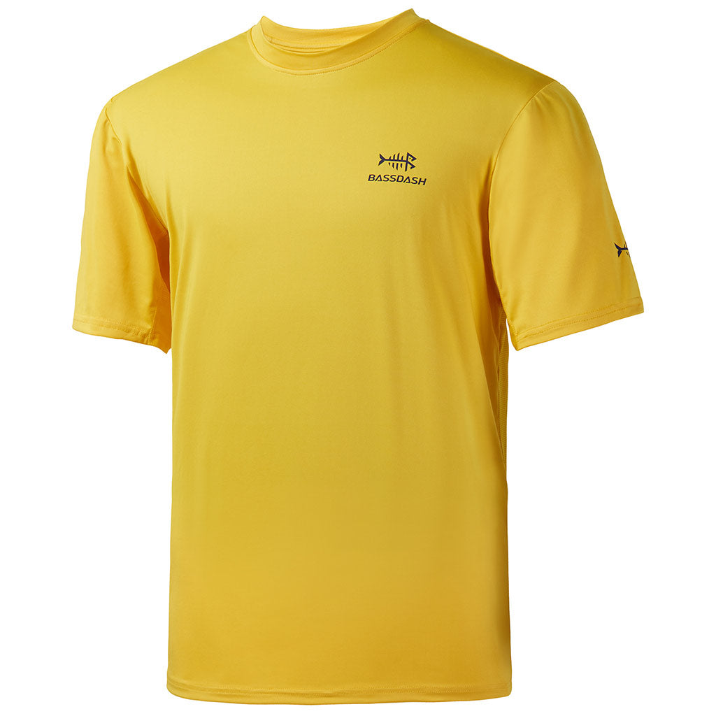 Bassdash Men’s UPF 50+ Performance Fishing T-Shirt Quick Dry Short Sleeve Active Shirt, Aqua Green/Tangerine Logo / L
