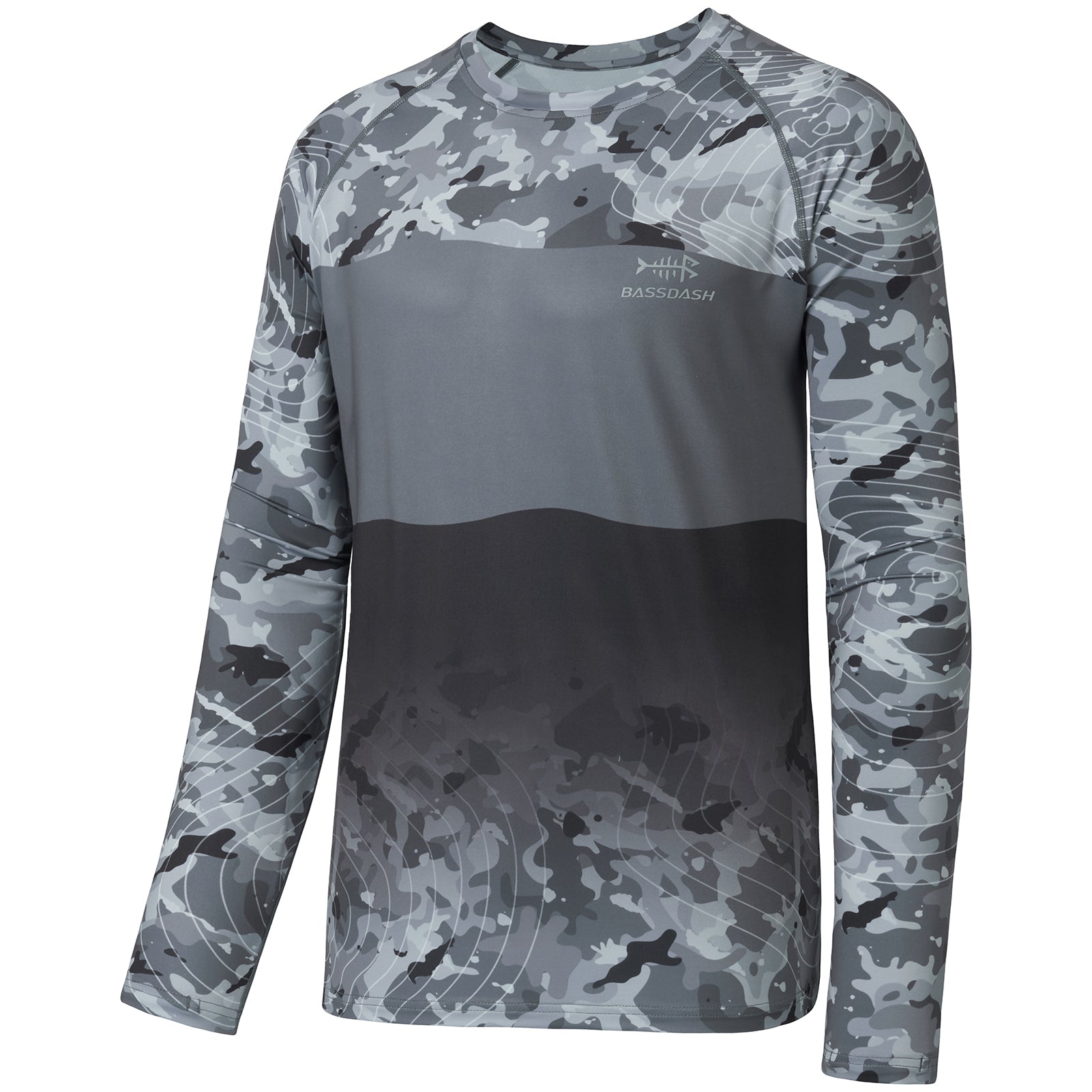 Men's UPF 50+ Segment Print Fishing Shirt FS12M, Black Camo / 3X-Large