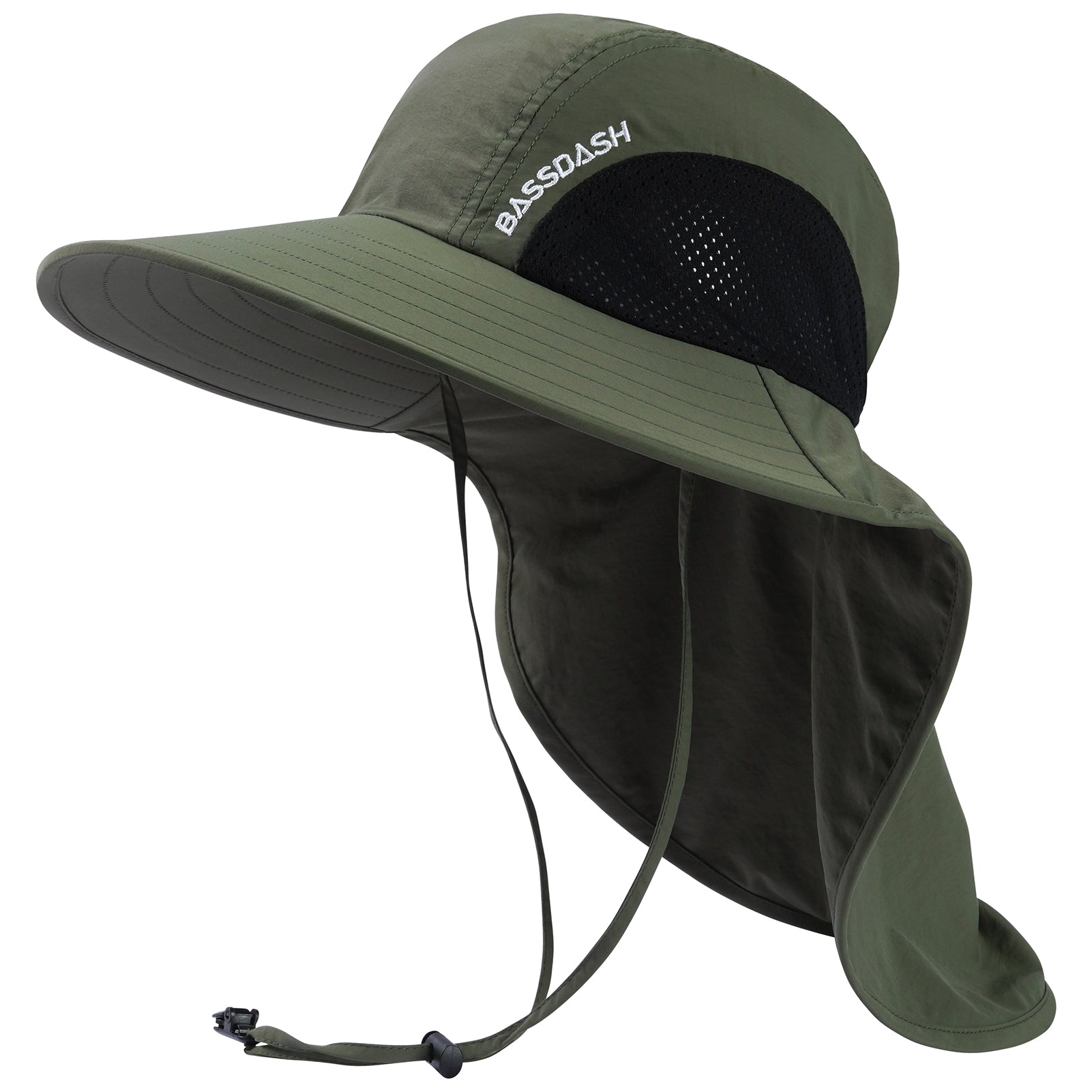 Unisex UPF 50+ Water Resistant Sun Hat with Neck Flap FH06, Army Green
