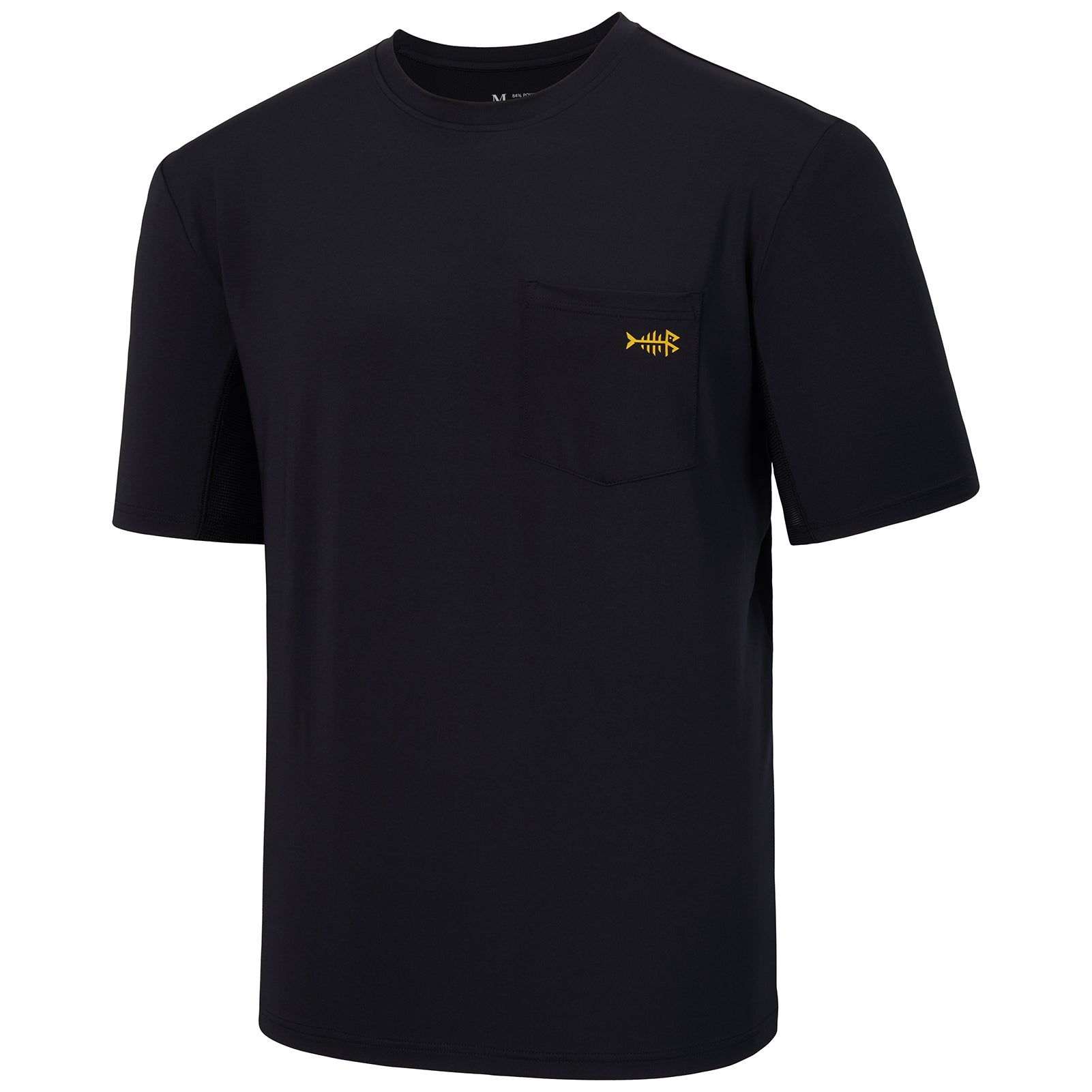 Men's UPF 50+ Short Sleeve Pocket T-Shirt FS26M, Black/Yellow Logo / 3X-Large