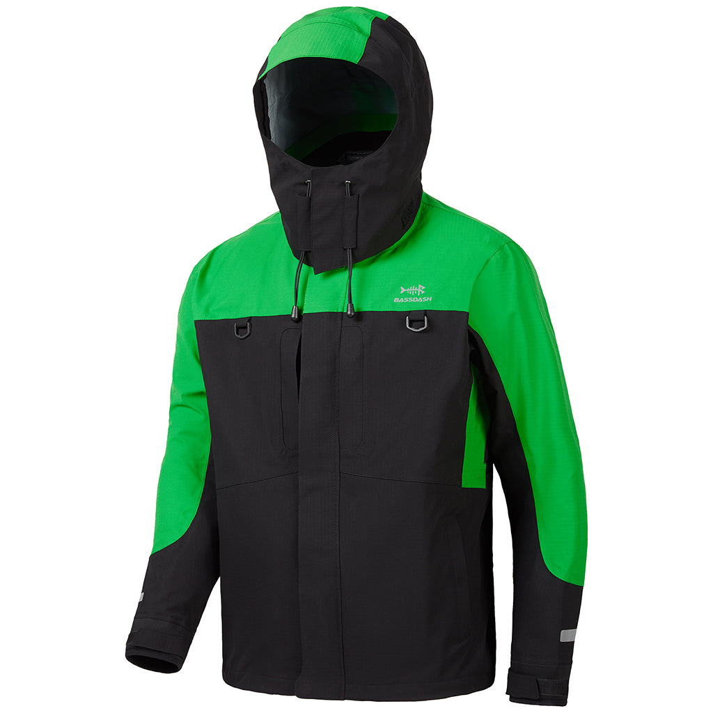Mens's Valor Breathable Waterproof Fishing Jacket, Green + Black / M