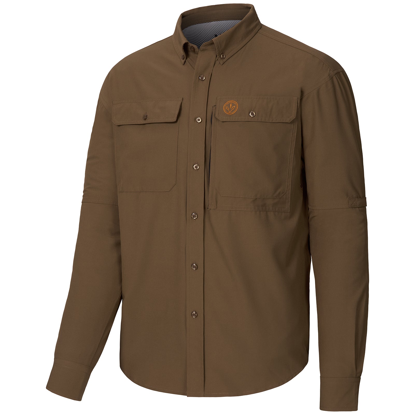 Men’s UPF 50+ Long Sleeve Button Down Hunting Shirt FS23M, X-Large / Otter Brown