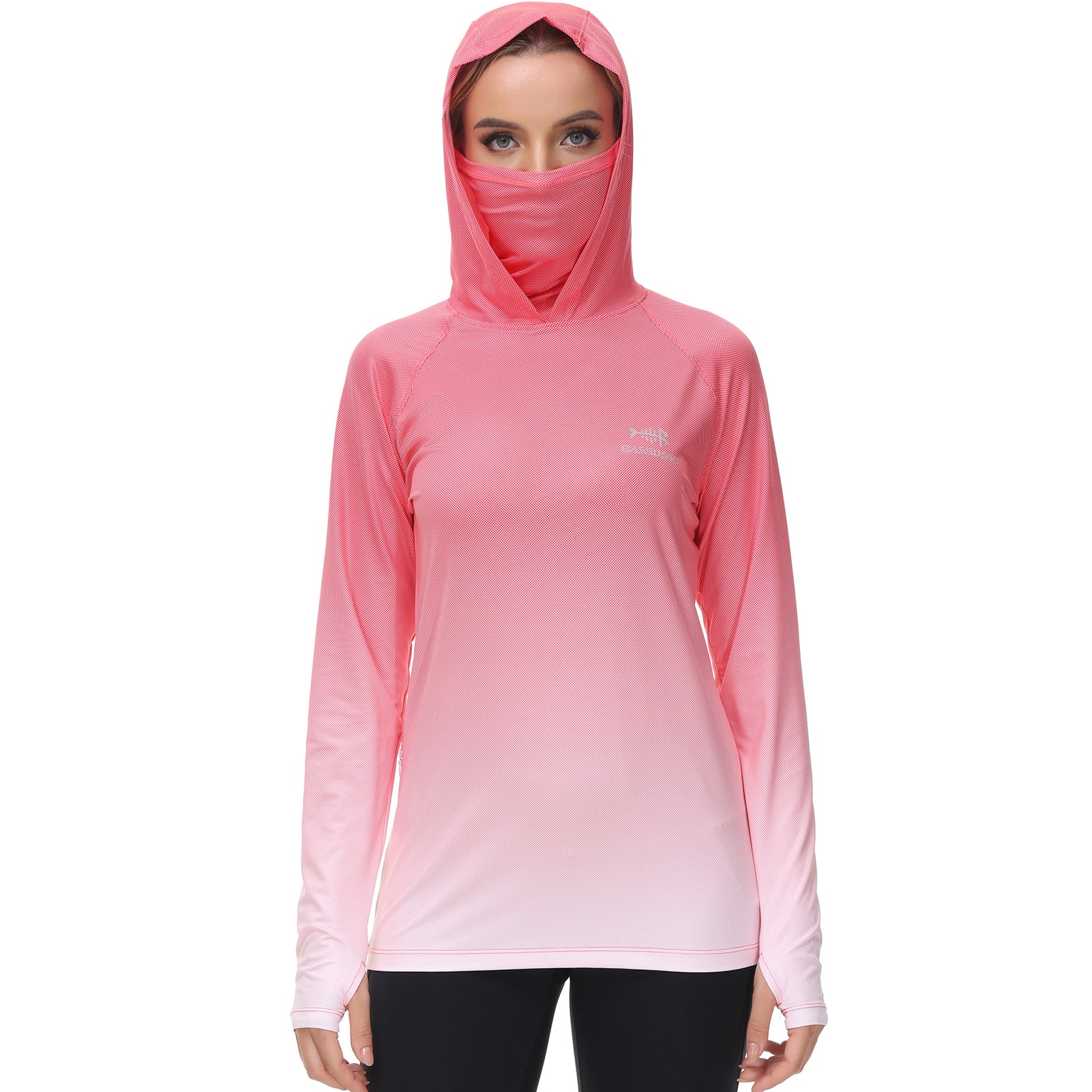 FLX Women's Hooded Sweatshirt Crop Size Large Pink Thumb Holes Active  Outdoor