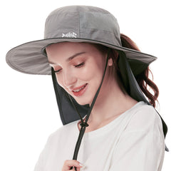 Women's UPF 50+ Sun Hat with Ponytail Hole Neck Flap FH05W - Bassdash