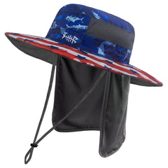 Unisex UPF 50+ Wide Brim Bucket Hat with Detachable Neck Flap FH02 - Bassdash