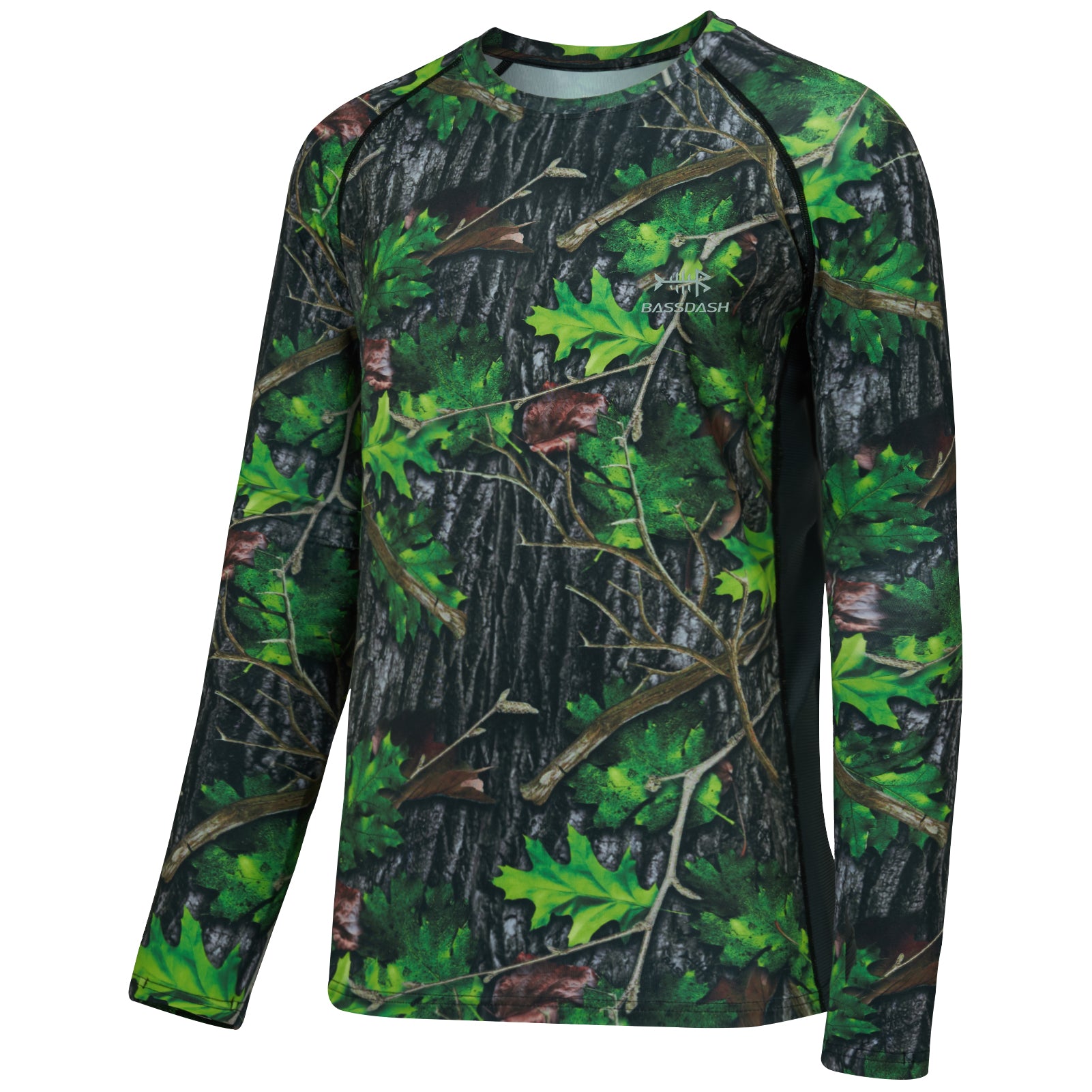 Men's UPF 50+ Camo Long Sleeve Hunting Shirt FS13M, Green Leaf / 4XL