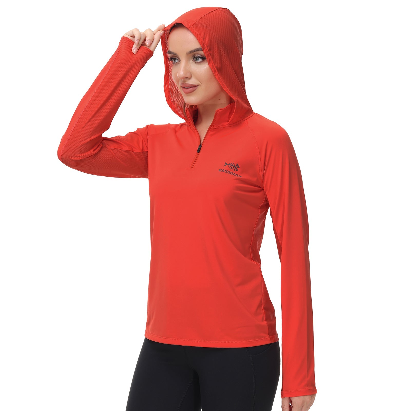 Women's UV Protection Jacket SPF Long Sleeve UPF 50+ Hiking Cropped Sun  Shirt Quick Dry Running Fishing Hoodie(Red,One Size) at  Women's  Clothing store