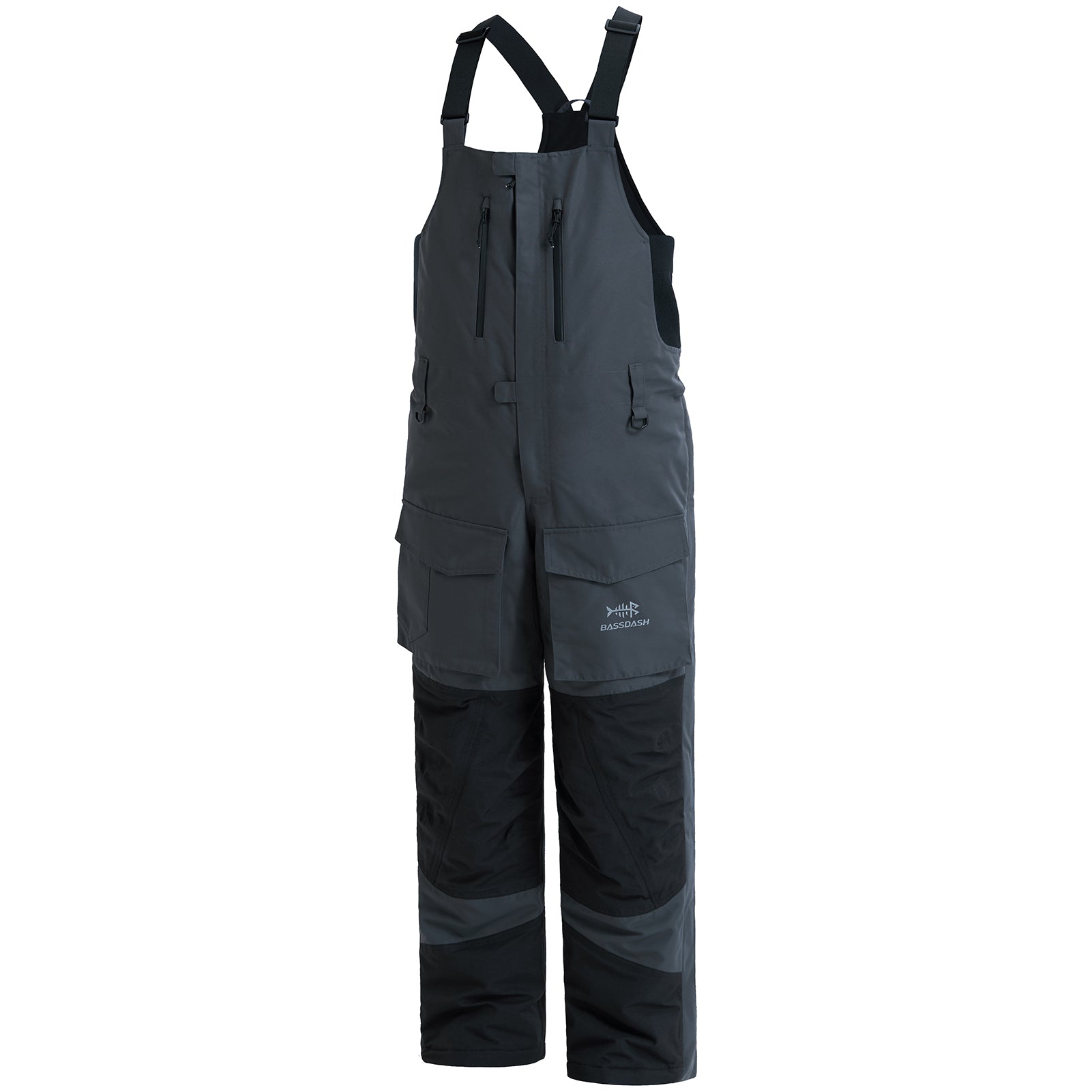 Men's Insulated Fishing Bibs - Bassdash Ice Fishing Clothing Dark Grey/Black / X-Large