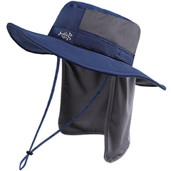 Unisex UPF 50+ Wide Brim Bucket Hat with Detachable Neck Flap FH02 - Bassdash