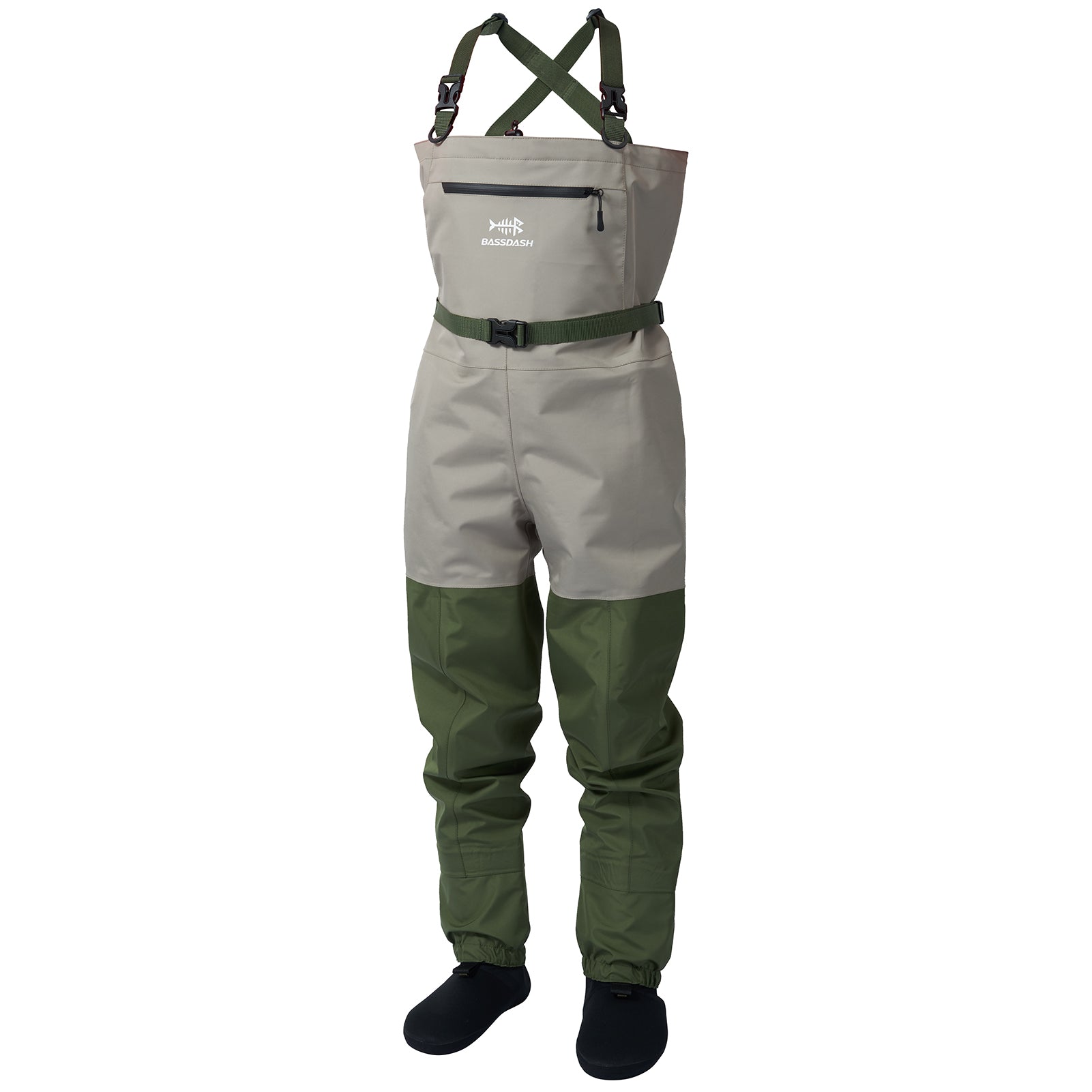 Kids IMMERSE Breathable Waders - Stocking Foot - Light Tan/Green / Small