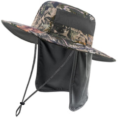 Unisex UPF 50+ Wide Brim Bucket Hat with Detachable Neck Flap FH02 - Bassdash