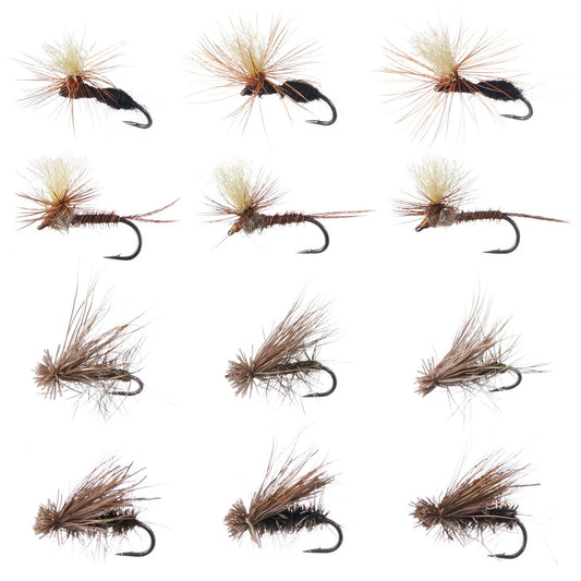 12pcs Barbed Dry Flies for Trout Fishing - Bassdash