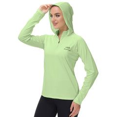 Women’s UPF 50+ Long Sleeve Hoodie Half Zip Shirt - Bassdash